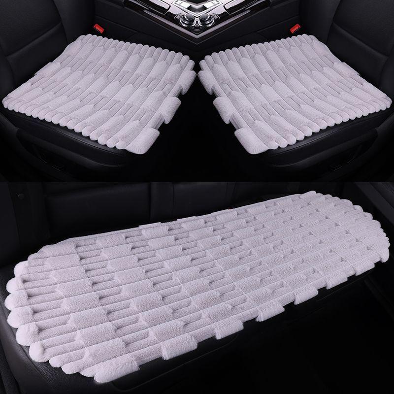 Универсальный Зимний Плюшевый Бамбуковый Набор Подушек для Автосиденья с Подогревом - Нескользящий, Утолщенный, Трехкомпонентный для Тепла и Комфорта