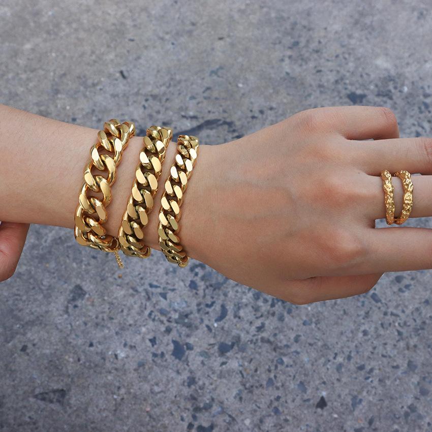 Heavy Industry Premium Sense Hip Hop Titanium Steel Gold Coarse Bracelet