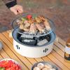 [No Charcoal] Portable 28cm Round Barbecue Food Charcoal Stove with Wire Mesh Grill Baking Pan Tabletop Home Camping BBQ Tools