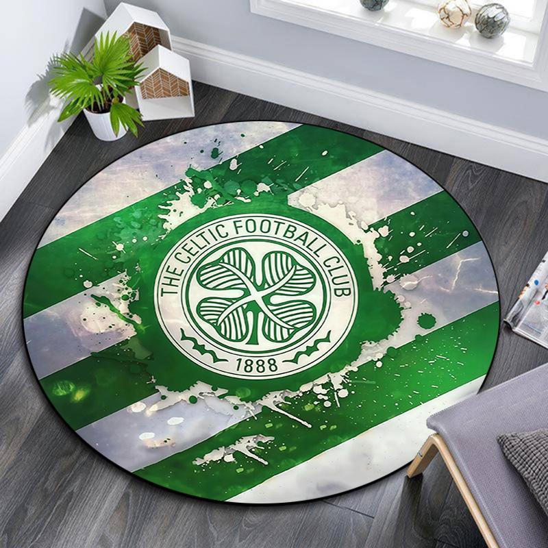 Celtic FC Round Area Rug,Carpet Rug for Living Room Bedroom Sofa Playroom Decor,Non-slip Floor Mat