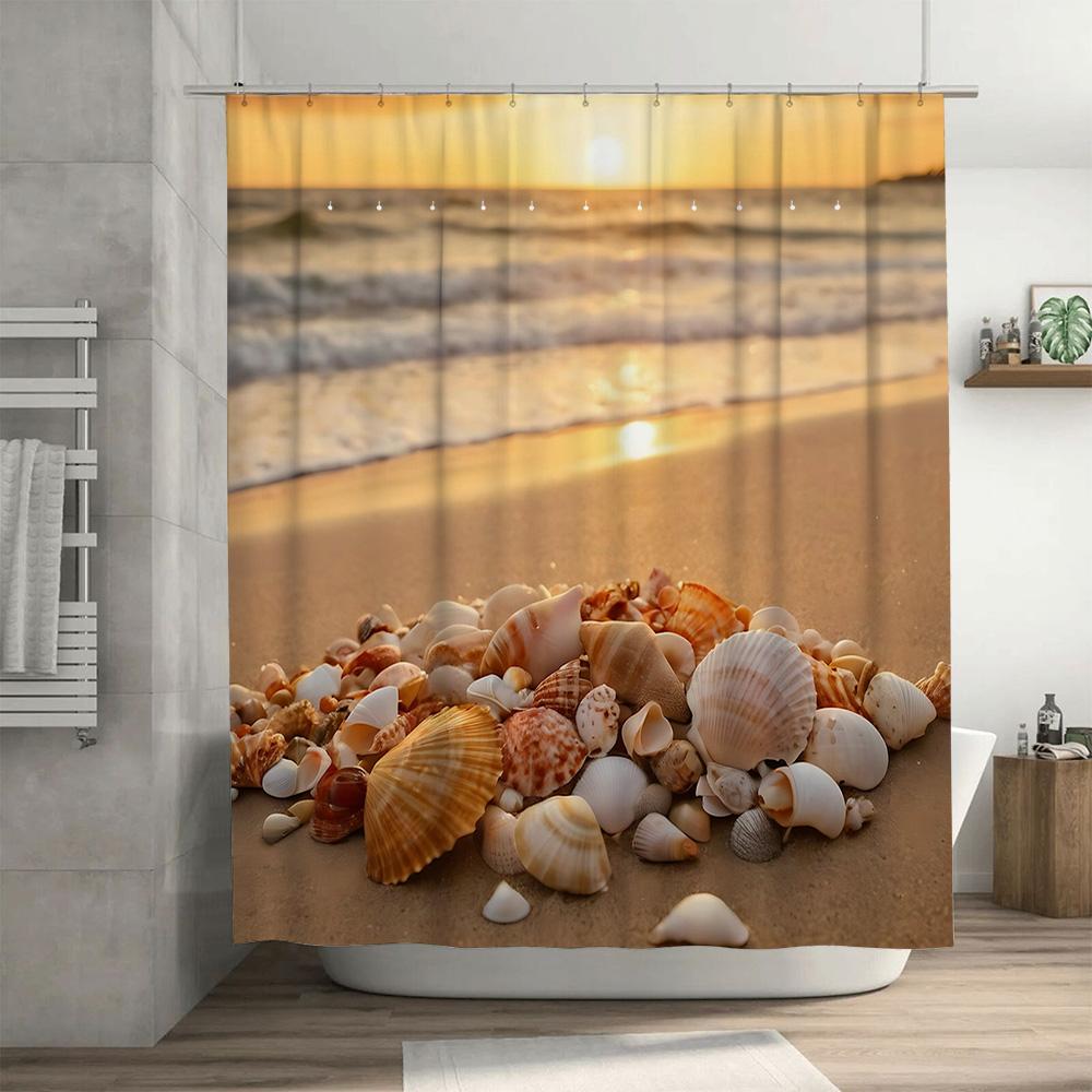 Ракушка Занавеска для душа в ванной с принтом Водонепроницаемая ткань Украшения для ванны Новое поступление Товары для дома