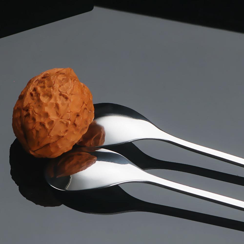 Stainless Steel Water Cup Stirring Spoons Golden Silver Leaf Shape Dessert Spoon Fork Long Handled Dinnerware Coffee Spoon4