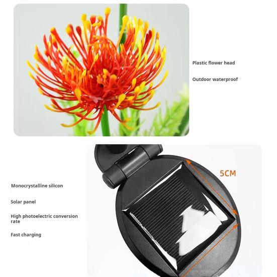 Цветочная солнечная лампа для сада, IP65, время, водонепроницаемое, длинное освещение, украшение, автоматическая зарядка, цвет