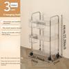 3Tier Clear Storage Cart with Wheels: Multifunctional Rolling Organizer for Home and Office, Ideal for Bedroom, Living Room