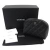 Excellent CHANEL Cosmetics Pouch COCO Mark Caviar Skin Matelasse Pouch Random Serial black Used