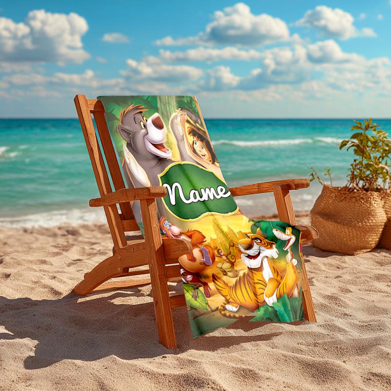 Personalized customized proof beach towel with The Jungle Book pattern - soft, absorbent,quick-drying,perfect swimming,camping&bathing