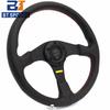 Tuner 14inch 350mm  Car Sports Steering Wheel Real Leather Italy Style JDM Red Line M250402