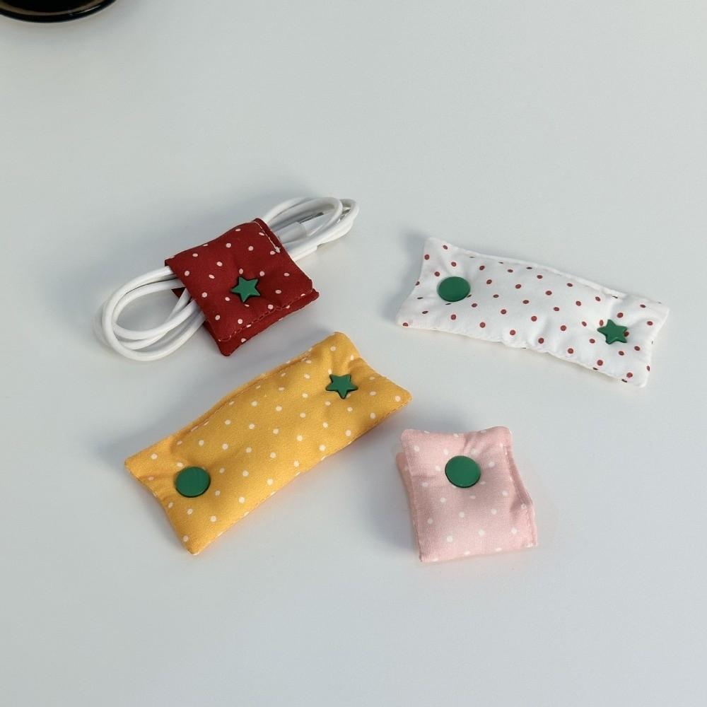 Fabric Date Cable Winder Polka Dot Pattern Cord Storage Clip New Desktop Cable Organizer Daily Use