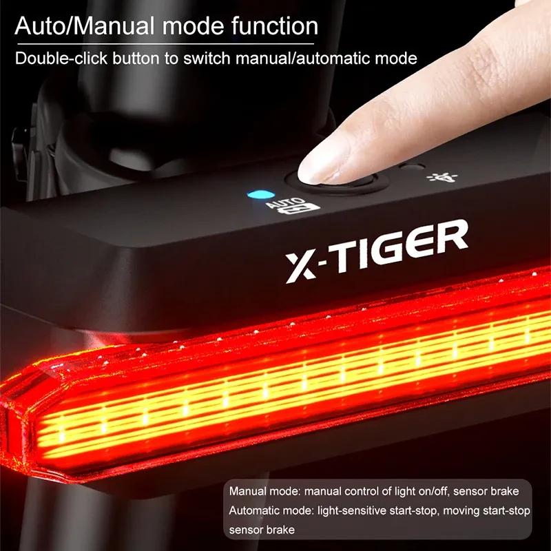 X-TIGER LED Bike Tail Light 6 Mode IPX5 Waterproof Super Bright USB Rechargeable Rear Bike Red Light Warning Bicycle Lights