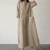 Мода Лето Винтаж Женщины Однотонный Рукав Сарафан Мешковатый Свободный Повседневное Платье Оверсайз Вестидос Кафтан Халат