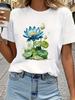 (Азиатский размер) Тенденция принта на футболке, милый и очаровательный стиль, Женская модная одежда, Футболка с коротким рукавом, Женские футболки с графикой