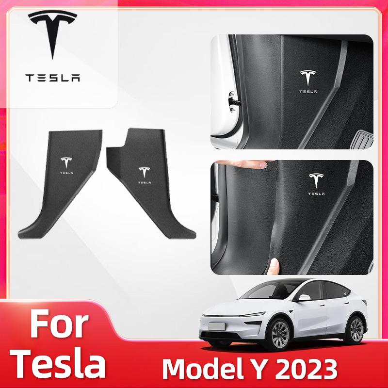 Автомобильная наклейка для Tesla Model Y 2023-2025 Дверь водителя и пассажира Противоударные накладки от пинков Передняя защитная пластина Приветственная накладка на порог
