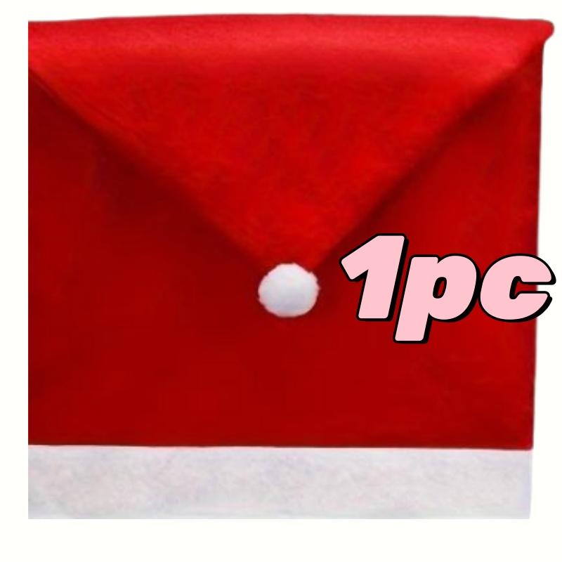 1/4/6pcs Christmas Chair Covers Decor Santa Claus Red Hat Chair Cap Kitchen Dining Chair Slipcovers Sets For Christmas Holiday