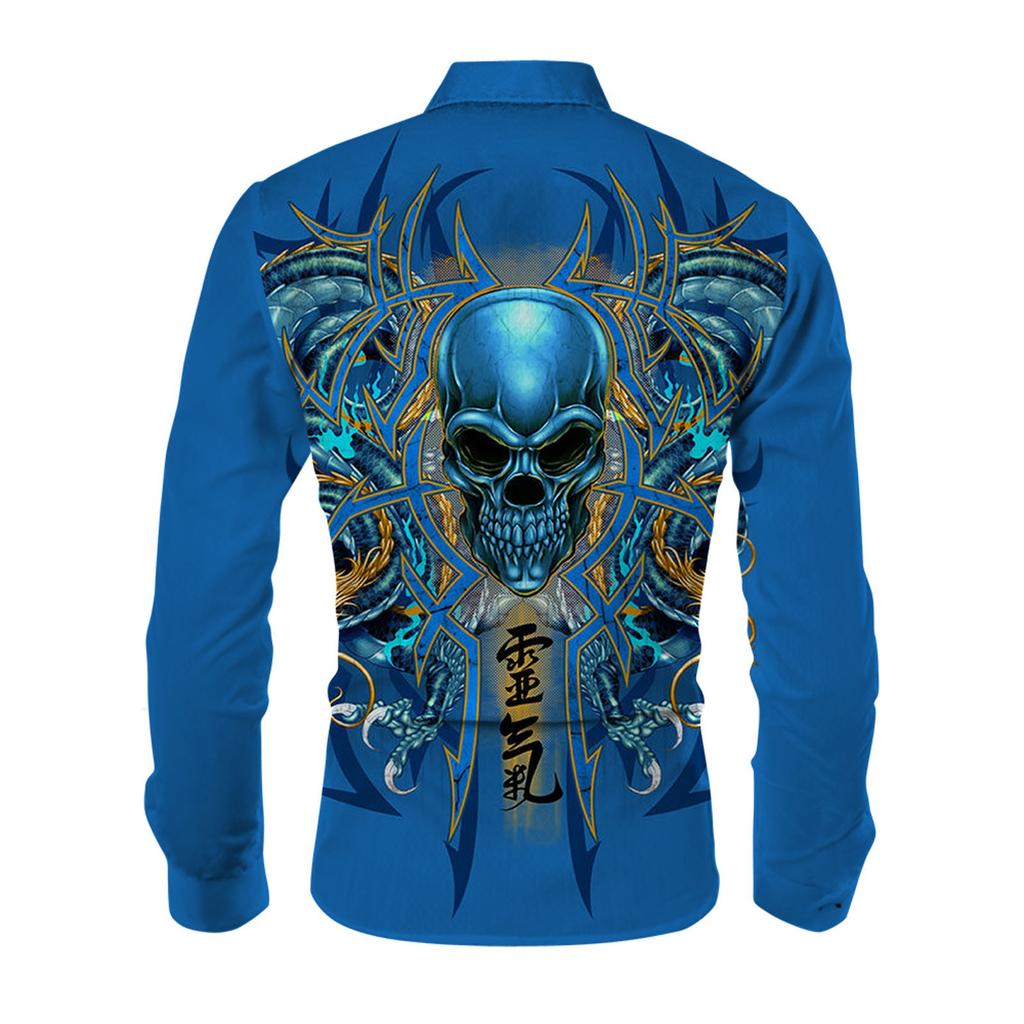 Мужские рубашки с длинным рукавом с принтом, повседневные свободные рубашки с длинным рукавом с принтом