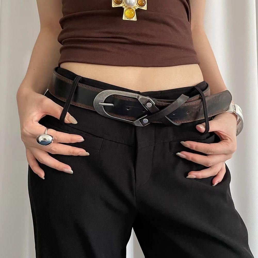 Pu Leather Women's Belt Y2k Dress Jeans Belt Fashionable Cross Waist Belt Waist Accessories