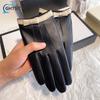 Черные Простые Женские Перчатки Кожа Ягненка Водительские Перчатки Модные Бант Верховая Езда Осень Ветрозащитные Зимние Теплые Удобные Перчатки
