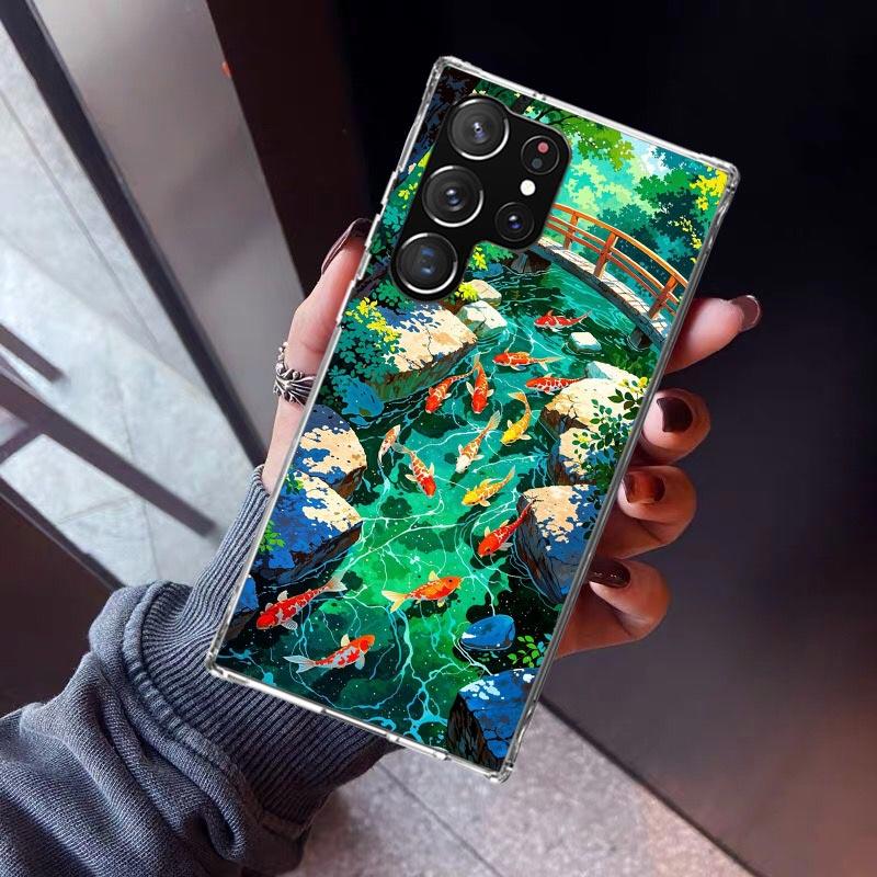 Japanese Garden Pond Koi Phone Case For Samsung Galaxy S23 S24 S25 Edge S26 Ultra S22 + S21 Plus S20 FE Cover Silicone Print She