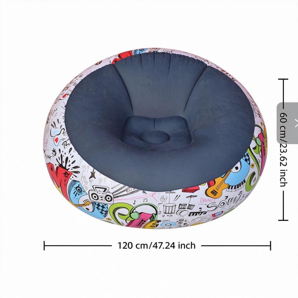 Inflatable Lazy Sofa Chair, PVC Flocked Foldable Air Sofa, Portable Lounge Recliner for Home, Indoor Rest & Nap