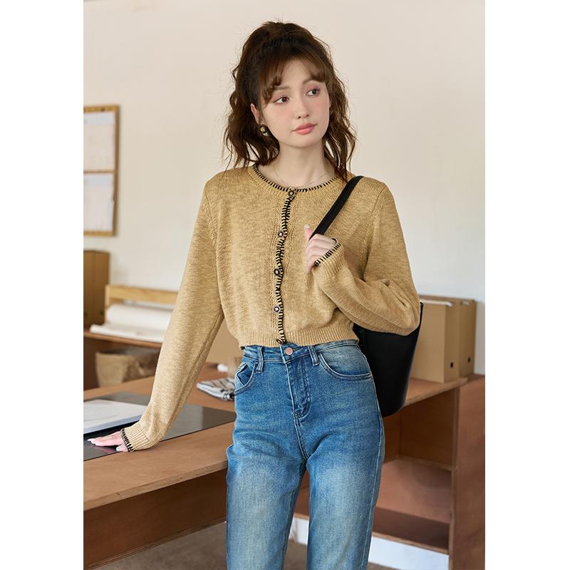 Mishow Женский вязаный кардиган, осень 2023, новый корейский стиль, винтажная универсальная одежда с длинными рукавами, топы MXC41Z0098