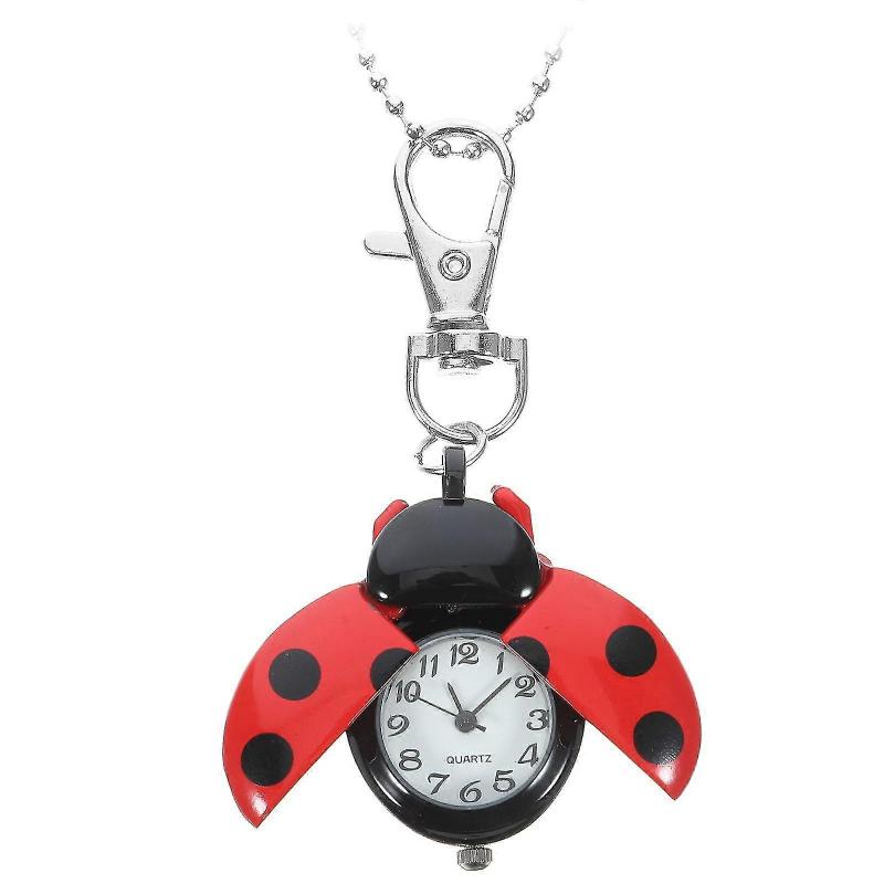 Retro Pocket Watch Creative Ladybug Shape Vintage Quartz Pocket Watch Alloy Kids Gift