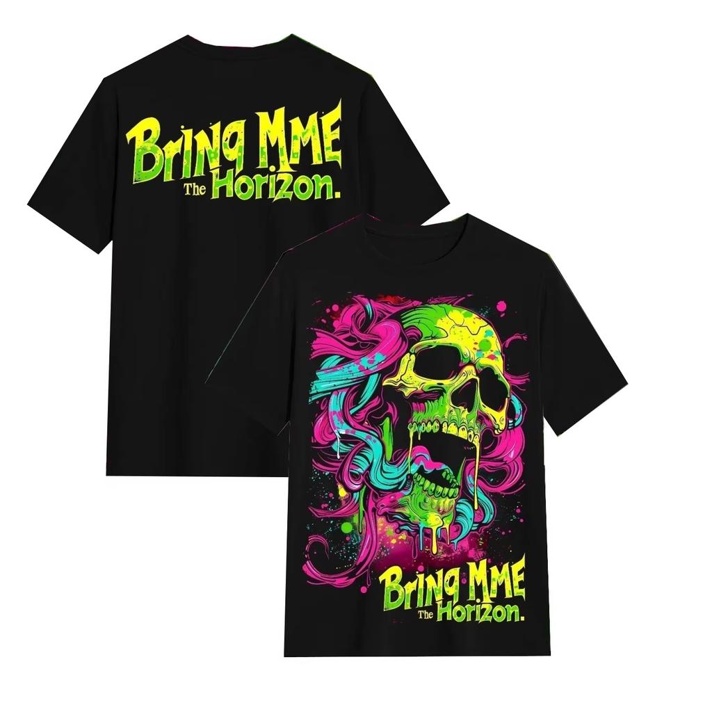 2026 Summer Fashion Trendy Tee Bring Me The Horizon Black Metal Casual T-Shirt Men's and Women's Band Top Loose Cozy and Versatile