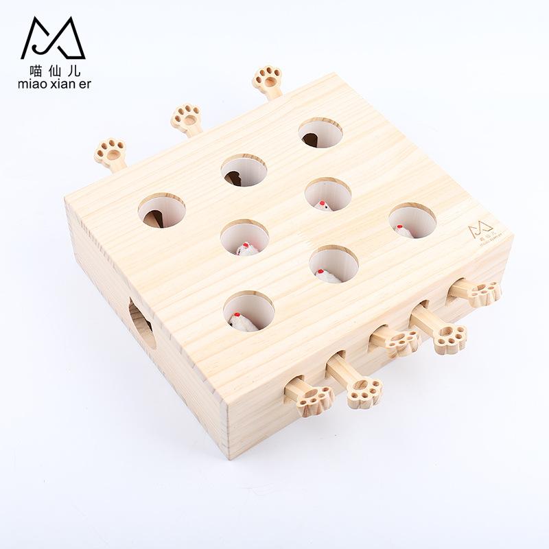 Игрушки для кошек Интерактивные игрушки из цельного дерева «Бей крота» для домашних кошек Игра «Поймай мышей» для котят