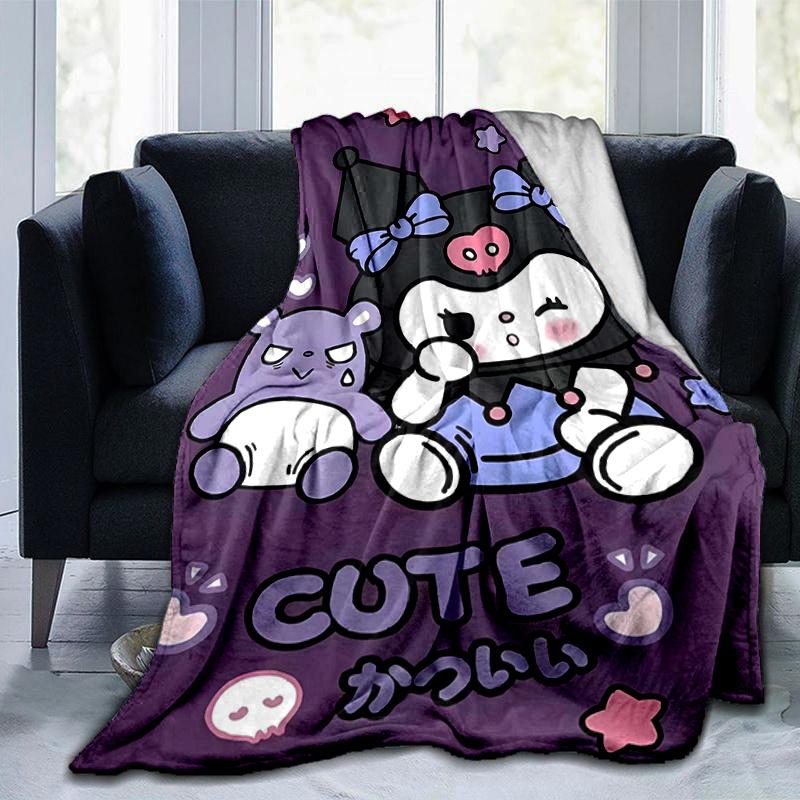 1pc Cute Character Kuromi Blanket, Home Decorative Throw Blanket for All Seasons, Living Room, Travel, Camping, Car Blankets, Beach, Office Naps.H015