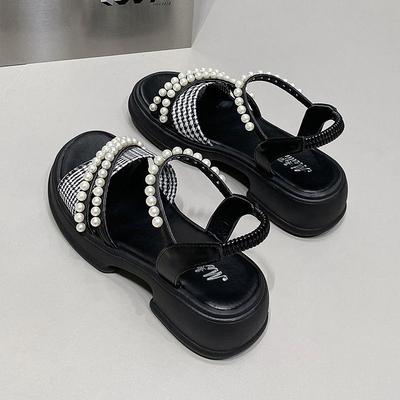 Сандалии с жемчужной толстой подошвой, женская юбка, летняя новая мода, универсальная