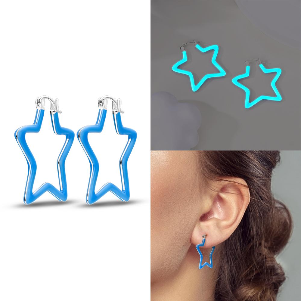 Charms 925 Silver Earrings Color Zircon Pink Bow Star Moon Shell Earrings Four-leaf Clover Woman's Accessory Jewelry