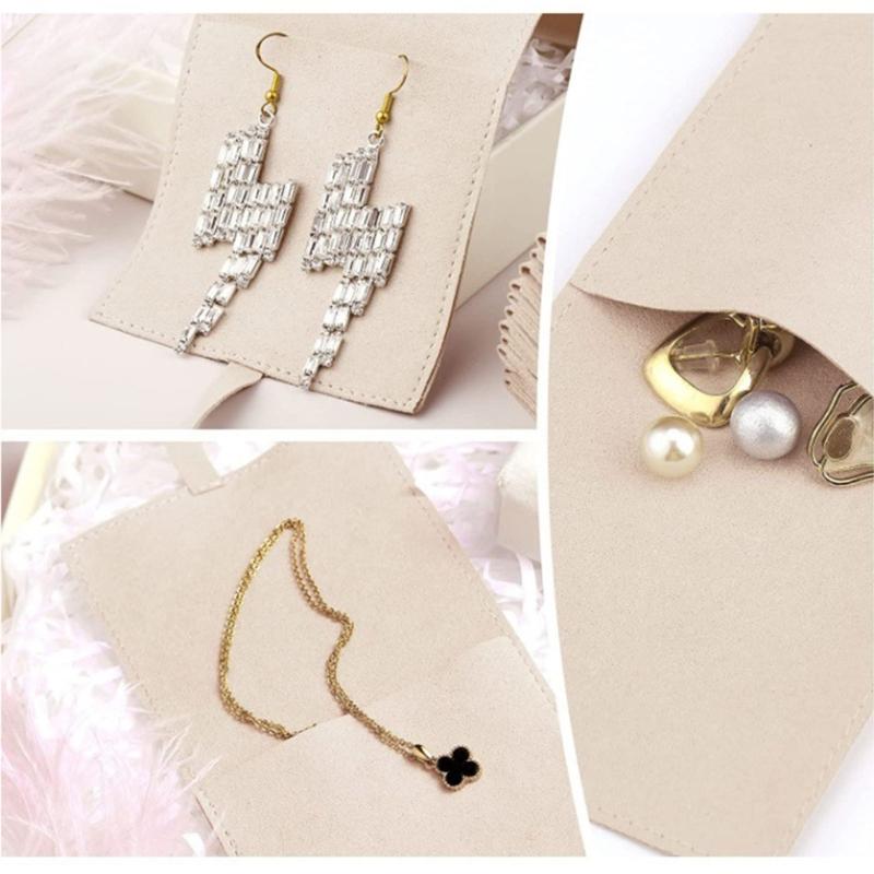 Jewelery Gift Bag Microfiber Jewellry Pouch with Ribbon Envelope Gift Packaging Organizer Bag for Earrings Necklace