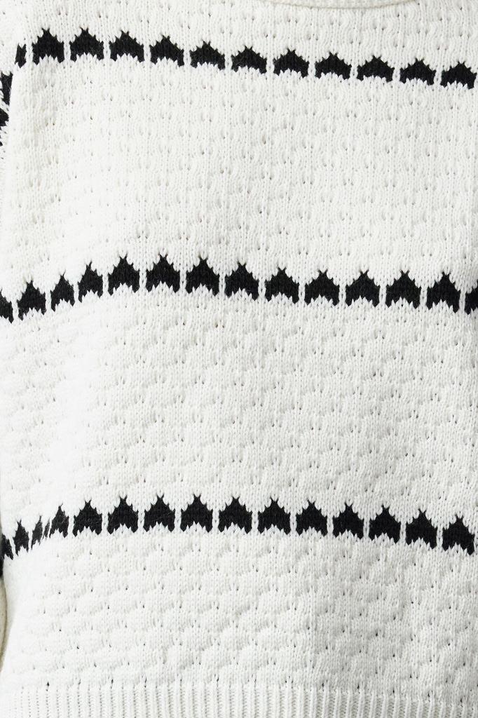 Женский модный стильный свитер цвета экрю, ажурный полосатый вязаный свитер с отверстиями