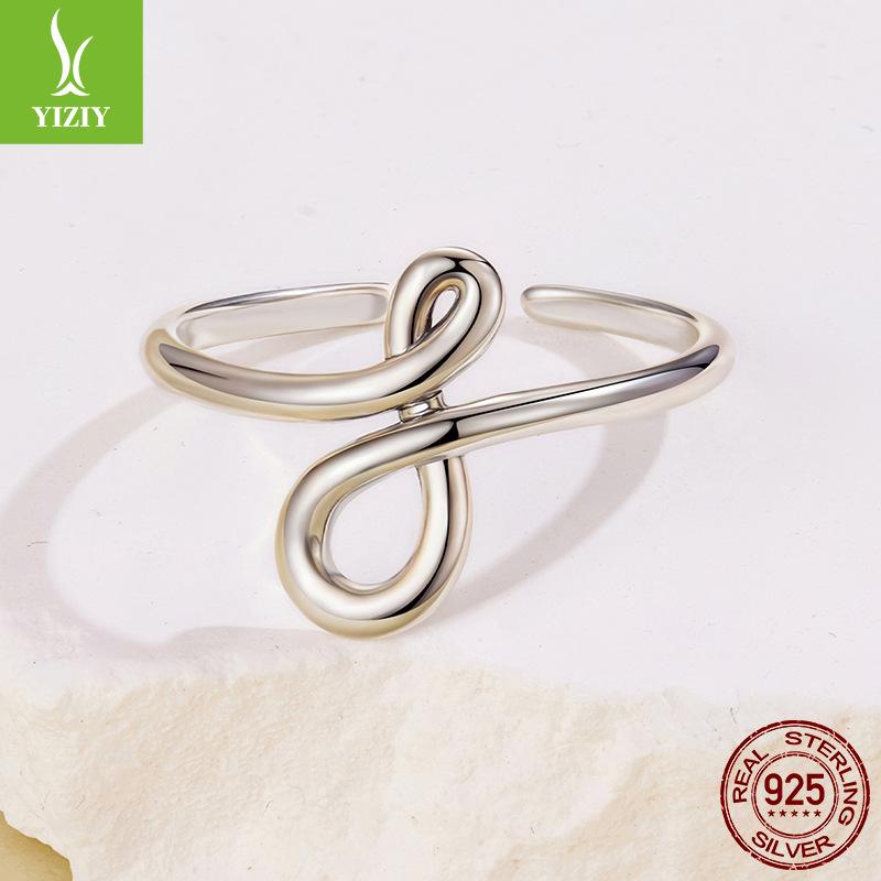Eternal Symbol Metal Feeling Open Ring S925 Sterling Silver Minimalist Style Line Feeling Ring Jewelry