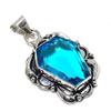 Swiss Blue Topaz Gemstone 925 Sterling Silver Jewelry Pendant 1.77" m0T65