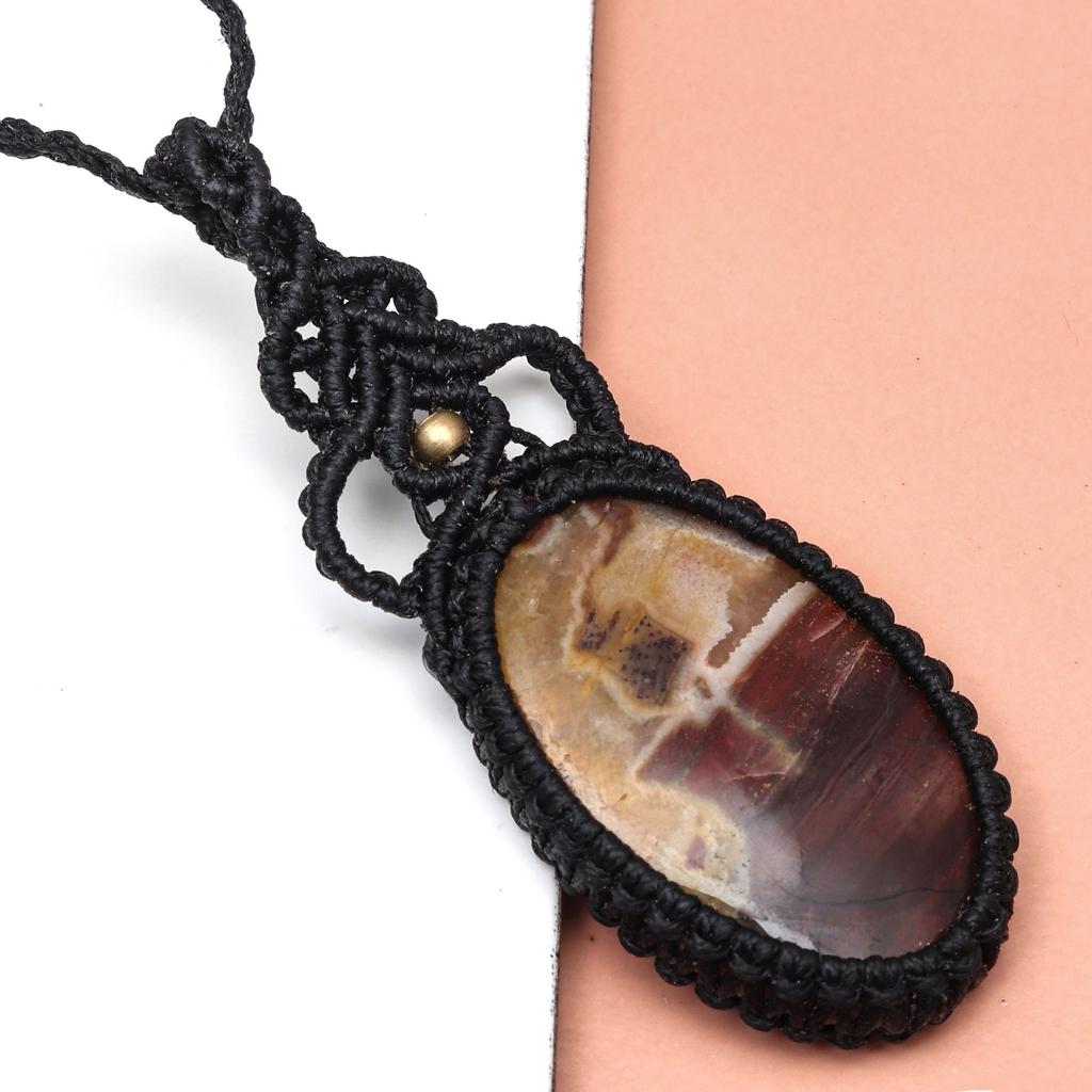 Палочка Агат Макраме Нить Драгоценный Камень Ювелирные Изделия Ручной Работы 20-36''Ad Подвеска Унисекс