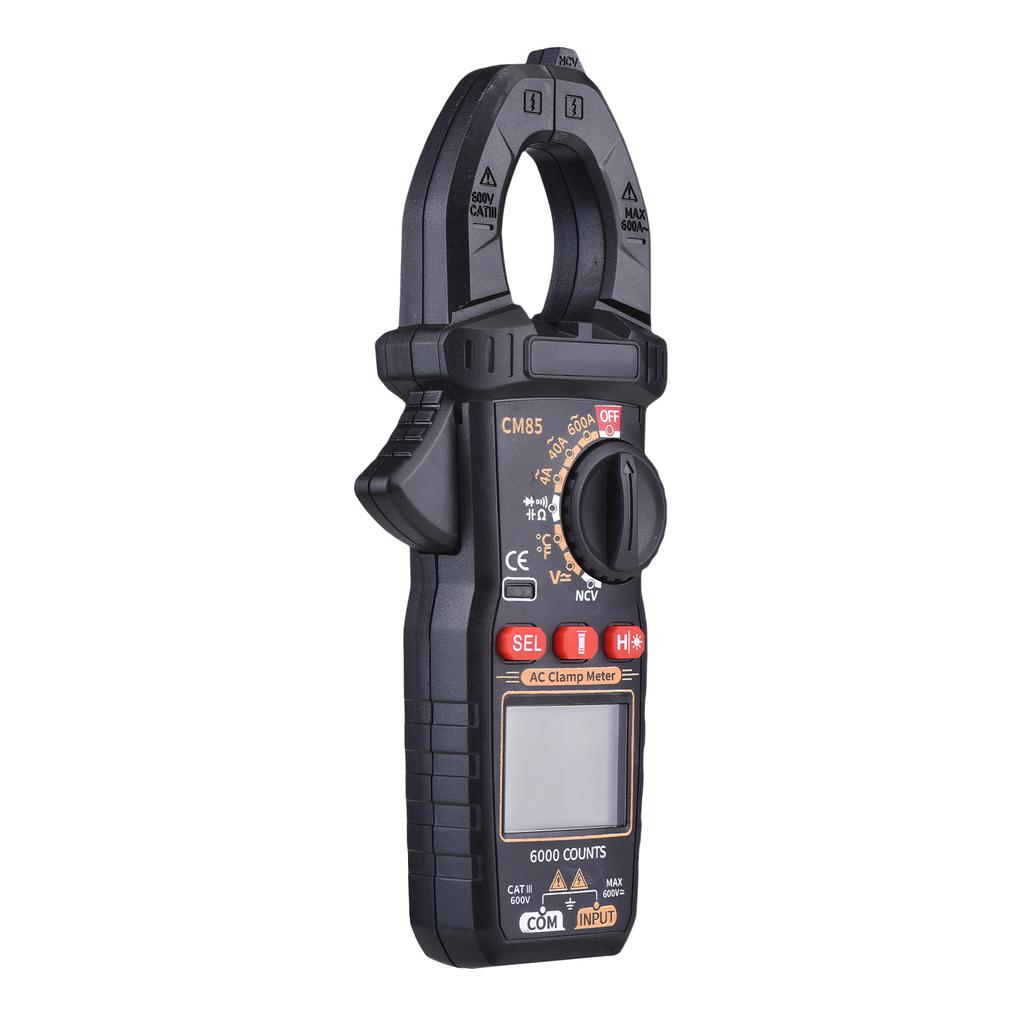 600A AC Clamp Meter, Digital Multimeter with NCV, 6000 Counts, Measures Voltage, Current, Capacitance, Temperature,