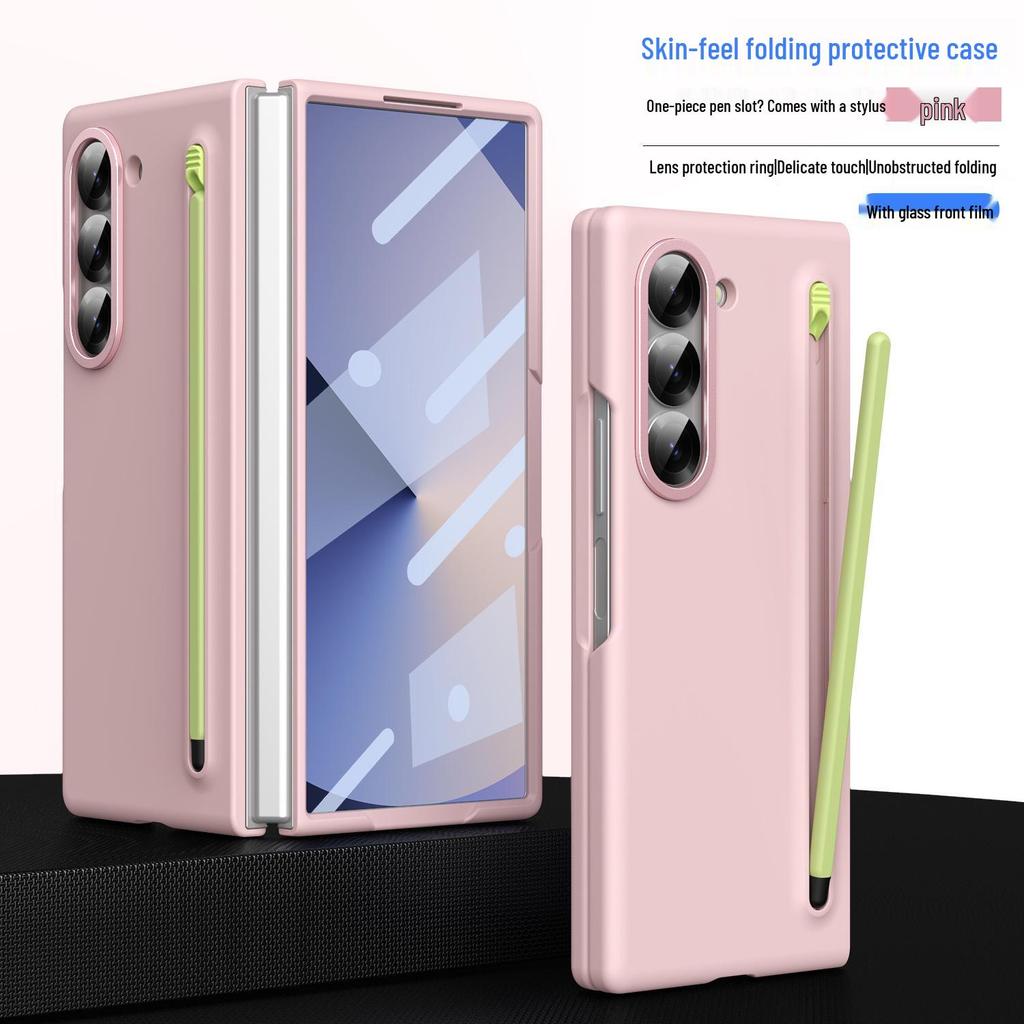 Чехол для Samsung Z Fold7/6: Совместимость с трансграничным использованием, Складной экран, Однотонный, Дизайн с ощущением кожи и держателем для стилуса