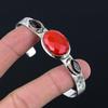 Подарок для нее Браслет из серебра 925 пробы с натуральным красным кораллом, регулируемый