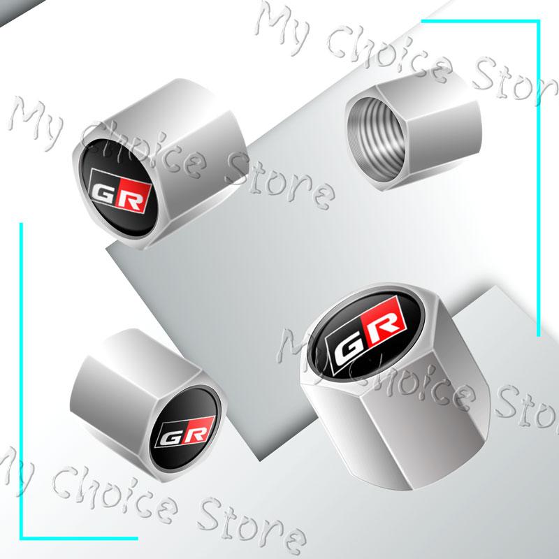 4Pcs/Set GR Sport Logo Car Styling Wheel Tire Valve Air Caps Stem Dustproof Cover For Toyota GR Gazoo Racing Sport Prius Camry