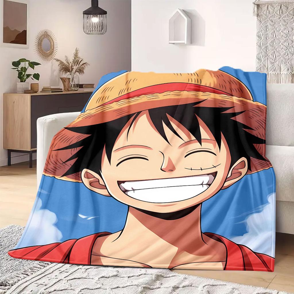 Фланелевое одеяло из аниме OnePiece Теплое, Уютное, Подходит для спален, Диванов, Кроватей, Стульев, Пикников, Путешествий