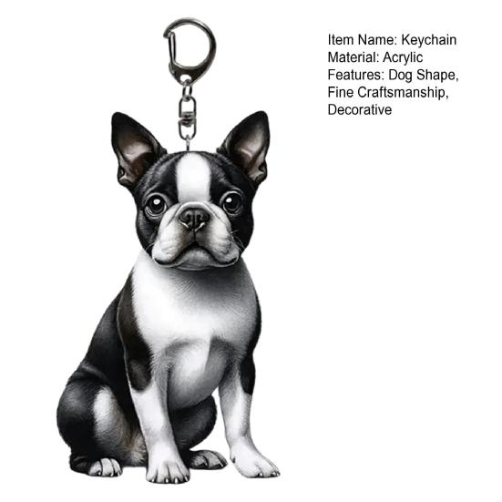 Acrylic Keychain 2D Dog Shape Fine Craftsmanship Keyring Decorative Backpack Handbag Phone Car Pendant