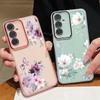 Прозрачный мягкий силиконовый чехол с цветочным принтом для Samsung S25 Ultra S24 FE S23 Plus A56 A36 A16 A55 A15, тонкая противоударная защитная пленка для объектива