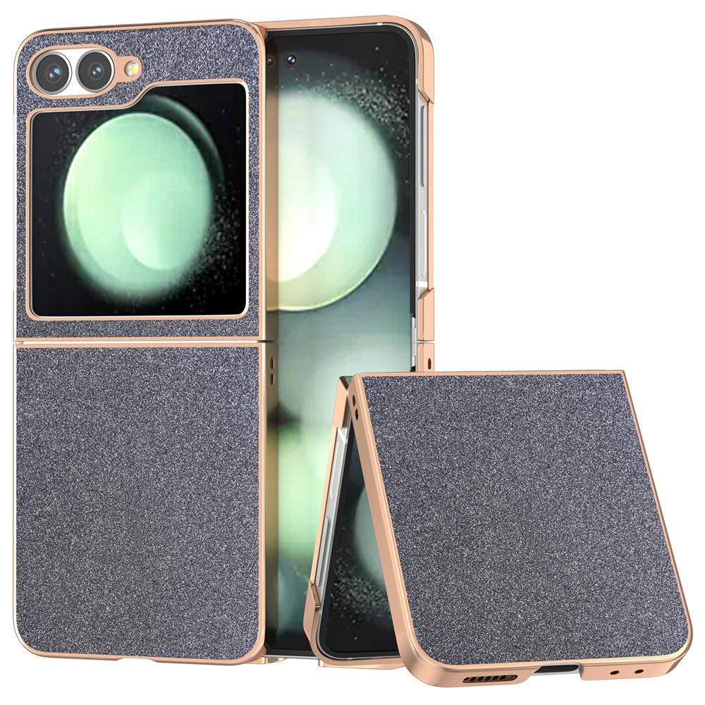 For Samsung Galaxy Z Flip7 FE 5G/Z Flip6 5G Case Electroplating Phone Cover Glitter Surface Design PU+TPU Protective Case
