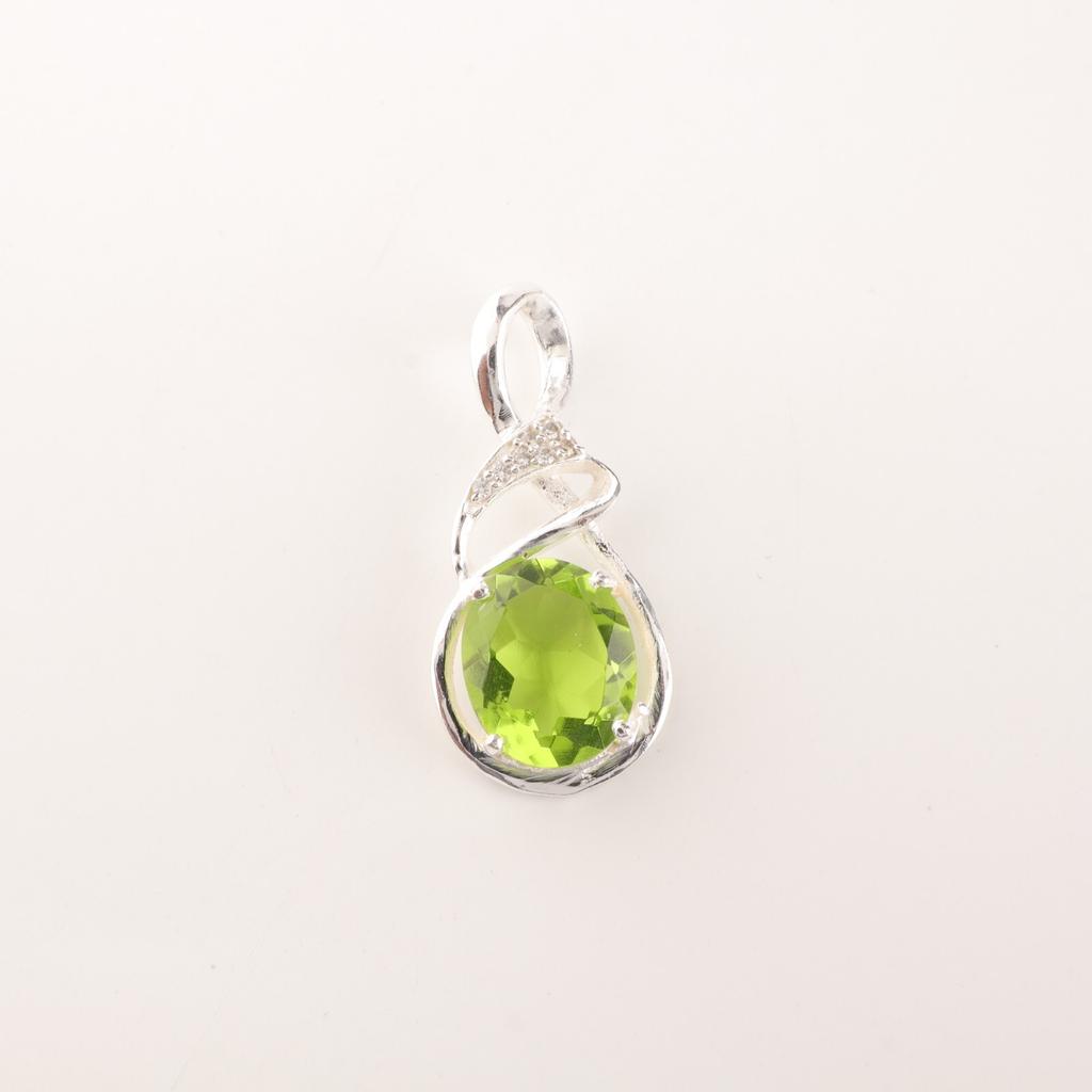 Peridot Gemstone 925 Sterling Silver Jewelry Zircon Designer Pendant For Women CZP-13-13