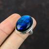 Кольцо с лабрадором Blue Fire, драгоценный камень, ювелирные изделия ручной работы, кольцо из стерлингового серебра 925 пробы, регулируемое кольцо, кольцо последнего дизайна, подарок для него, серебряные украшения