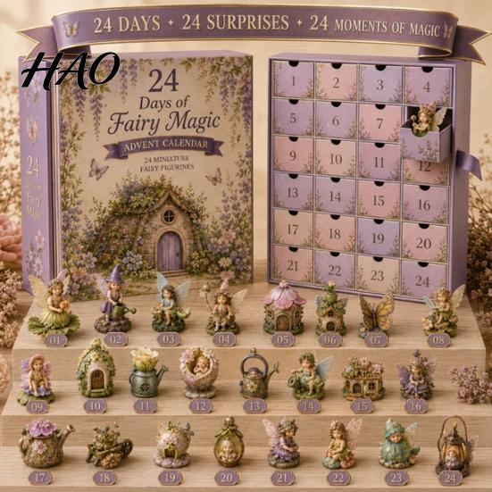 Christmas Advent Calendar 2026 Spirit Calendar, 24-Day Countdown Mini Figure Set, Elf Alien Gift Box for Family Fairy Ornament Collection, Resin