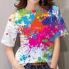 Модные женские блузки с красочным принтом граффити, уличные футболки, 3D, повседневные свободные абстрактные футболки с коротким рукавом для женщин