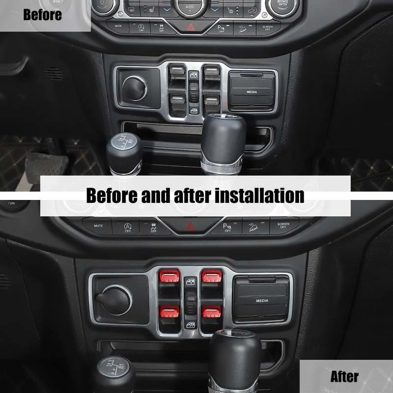Aluminium Alloy Car Window Button Trim Decorative Stickers For Jeep Wrangler JL For JT Gladiator 2018 Up Interior Accessories