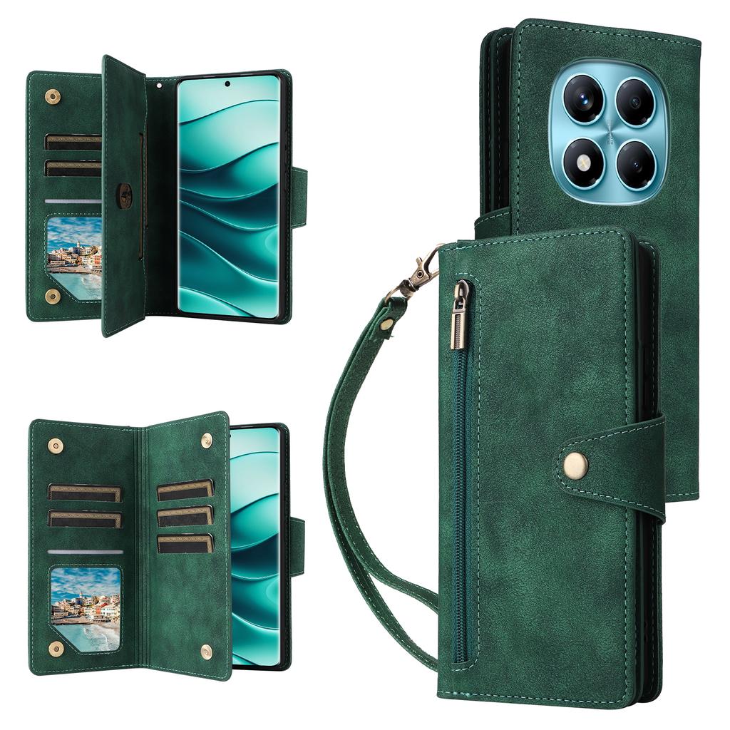 For Xiaomi Redmi Note 14 Pro 4G Case Zipper Wallet Leather Stand Phone Cover Rivet Decor