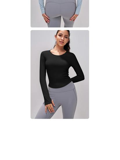 Женский приталенный топ для йоги с длинным рукавом - Коллекция Осень-Зима