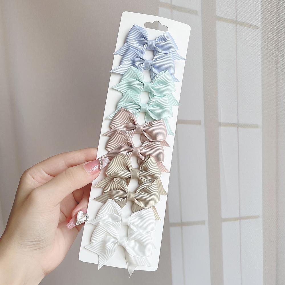10 шт./набор однотонные детские банты заколки для волос для маленьких девочек ручной работы ленточные банты заколка-невидимка мини-заколки аксессуары для волос